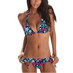 Bikini-Set für Damen, sexy Badeanzug für Damen, zweiteiliger Badeanzug für Damen, Bikini, Badeanzug mit Bauchkontrolle, Vintage-Stil, 1 Marineblau, M von YUNGE