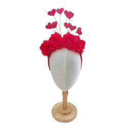 Zarter Haarreif für Bankett-Partys, mit Herz, für Mädchen, Valentinstag, mit Blume, für Damen, Teenager, Glitzer-Haar-Accessoire, Blumen-Haarbänder für Damen, Abschlussball von YUNNESS