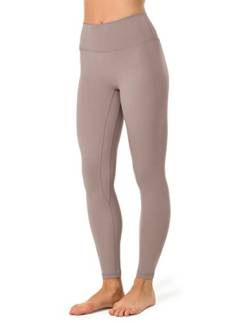 YUNOGA Damen-Leggings mit hoher Taille, ohne Vordernaht, Bauchkontrolle, Yoga, enge Hose, 63,5 cm, Hazy Brown, M von YUNOGA
