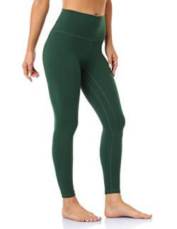YUNOGA Damen Ultra Soft High Waisted Seamless Leggings Bauchkontrolle Yoga Hose, Posy Green, Groß von YUNOGA