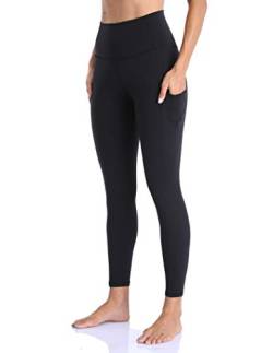 YUNOGA Damen Ultra Soft Hohe Taille Nahtlose Leggings Bauch Kontrolle Yoga Hosen - Schwarz - X-Klein von YUNOGA