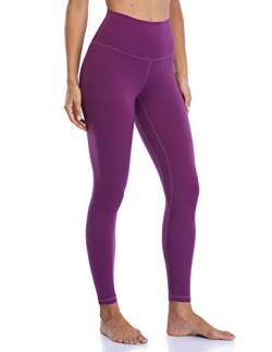 YUNOGA Damen Ultra Soft Hohe Taille Nahtlose Leggings Bauch Kontrolle Yoga Hosen - Violett - Groß von YUNOGA