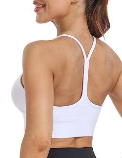 YUNOGA Damen Y-Back Racerback Sport BH Spaghettiträger Yoga BHs Leichte Unterstützung Gepolstert Rückenfrei BH, Weiss/opulenter Garten, small von YUNOGA