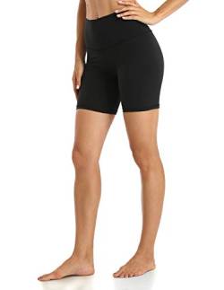 YUNOGA Damen Yoga-Shorts, hohe Taille, 15,2 cm Schrittlänge, Workout, Athletic Biker-Shorts - Schwarz - Mittel von YUNOGA