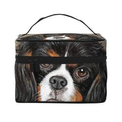 Cavalier King Charles Spaniel Geschenkhund, Make-up-Tasche, Kosmetiktasche, tragbare Reise-Kulturtasche, Federmäppchen, Kulturbeutel von YUNWEIKEJI