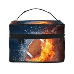 Feuerfußball, Make-up-Tasche, Kosmetiktasche, tragbare Reise-Kulturtasche, Federmäppchen, Kulturbeutel von YUNWEIKEJI