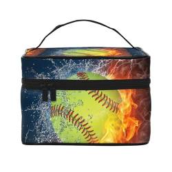 Gelber Softball, Make-up-Tasche, Kosmetiktasche, tragbare Reise-Kulturtasche, Federmäppchen, Kulturbeutel von YUNWEIKEJI