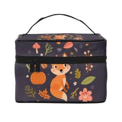 Herbst süßer Fuchs, Make-up-Tasche, Kosmetiktasche, tragbare Reise-Kulturtasche, Federmäppchen, Kulturbeutel von YUNWEIKEJI