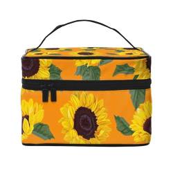 Sonnenblumen-nahtloses Muster, Make-up-Tasche, Kosmetiktasche, tragbare Reise-Kulturtasche, Federmäppchen, Kulturbeutel von YUNWEIKEJI