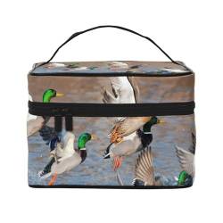 Stockenten Entenjagd Stockenten Enten, Make-up-Tasche, Kosmetiktasche, tragbare Reise-Kulturtasche, Federmäppchen, Kulturbeutel von YUNWEIKEJI