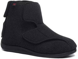 YURUMA Damen Herren X-Weit Verstellbar Schuhe, Wärme Stiefel Diabetiker Ödem Gedunsen Fuß, Unisex Alte Mann Pantoffeln Klettverschluss Groß Größe 36-51 (F/Schwarz (Winter), 44/US 9 Herren/UK 8) von YURUMA