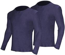 2er Pack Thermounterwäsche Unterhemd Herren Winter Funktionsunterwäsche Rundhalsausschnitt Thermo Shirt Langarm Warm Skiunterwäsche Thermo-Unterwäsche von YUSHOW