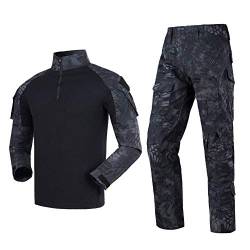 YUSHOW Airsoft Tarnanzug Herren Paintball Combat Shirt Taktische Hose Langärmlige mit 1/4 Reißverschluss Militär Anzug Outdoor Camouflage Jagdbekleidung BDU von YUSHOW