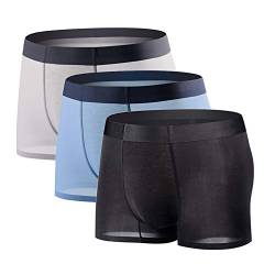 YUSHOW Mens Boxer Shorts Ice Silk Underwear Sexy Ultra Soft Breathable Low Rise Trunks 3 Pack von YUSHOW