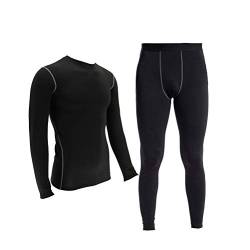 YUSHOW Thermounterwäsche Herren, Winter Innenfleece Funktionsunterwäsche Skiunterwäsche Set Extra Warm Thermounterhemd Thermohose Gefüttert Weich Warme Unterwäsche für zu Hause Männer Sport Fußball von YUSHOW