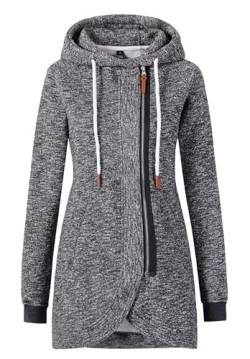 YUTILA Damen Kapuzenpullover Zipper Hoodie Herbst Winter Pulli Sweatjacke mit Reißverschluss von YUTILA