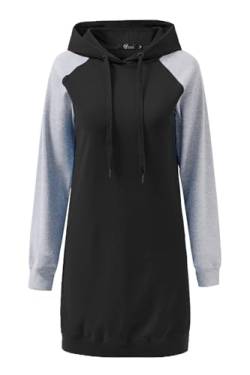 YUTILA Damen Lange Sweatshirt Langarm Hoodie Kleid Pulloverkleid Sweatkleid Kapuzenpulli Lange von YUTILA