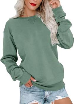 YUTILA Damen Sweatshirt Langarm Rundhals-Ausschnitt Lockere Pullover ohne Kapuze Herbst Winter von YUTILA