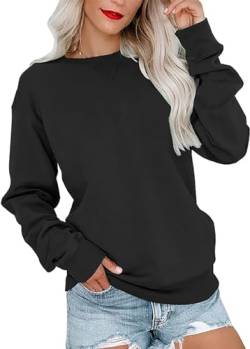 YUTILA Damen Sweatshirt Langarm Rundhals-Ausschnitt Lockere Pullover ohne Kapuze Herbst Winter von YUTILA