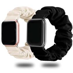 YUTOU 2 Stück Elastisches Armband Kompatibel mit Apple Watch Scrunchies Stoff Uhrenarmband Armbänder 38mm 40mm 41mm für Apple iWatch 8/7/6/5/4/3/2/1 SE （Schwarz/Sternenlicht） von YUTOU