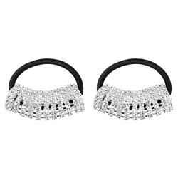 YUTTTPL 2 Pcs Haarspange, Strass Haar Pferdeschwanz Halter Krawatten elastische Kristall Haar Scrunchies Haarschmuck für Frauen Mädchen (B-Silber) (B) von YUTTTPL