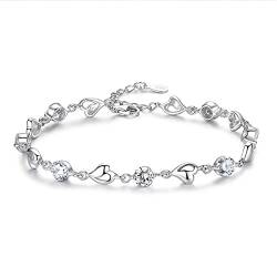 YUTTTPL Armband für Damen 925 Sterling Silber Verstellbares Armband mit Zirkon Unendlichkeitssymbol Anhänger Armband für Liebhaber Mutter Mädchen (Weiß) von YUTTTPL