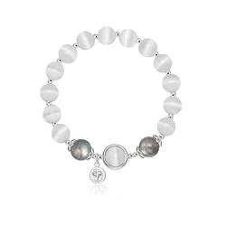 YUTTTPL Kristalle Armband für Damen, 925 Sterling Silber Anhänger Armband Glückskristall Armband Schmuck Geschenke für Mutter Ehefrau Mädchen (white) von YUTTTPL