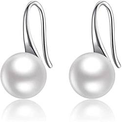 YUTTTPL Perlen Ohrringe für Damen, 925 Sterling Silber Süßwasser 8MM Perlen Ohrringe Geschenke für Mutter Mädchen (Silber) von YUTTTPL