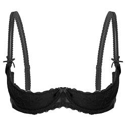 YUUMIN Damen Spitze Ouvert Hebe BH Offene Brüste Cups Push Up Bra Bralette Busenfrei Brustfrei Bustier Rückenfrei Erotisch Nachtwäsche Schwarz L von YUUMIN