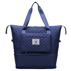 Faltbare Reisetasche mit großem Fassungsvermögen, Sporttasche Tragbare Wasserdichtes Erweiterbar Umhängetasche Gym Duffel Bag Damen Weekender Tasche Travel Handgepäck für Reisen(Blau) von YUXES
