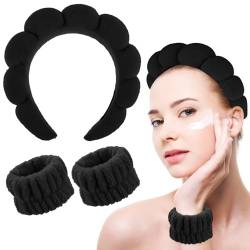 YUXIANLB Spa-Stirnband-Set für Damen, Waschen, Gesicht, Hautpflege, Haarbänder, Blasen, weiches Frottee, geschwollene, gepolsterte Kopfbedeckung, saugfähige Armbänder, Make-up-Entfernung, Haarband, von YUXIANLB
