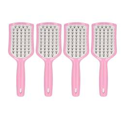 4 Stück Gebogene, Belüftete Haarbürste für Schnelleres Föhnen, Kopfhautmassage, Entwirrungspaddelbürste, Haarbürste, Vielseitig Einsetzbar, Tragbar, Hitzebeständig (rosa Griff) von YUYTE