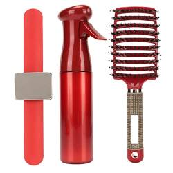 Entwirrende, Gebogene Entlüftungsbürste, Entlüftungsbürste, Sprühflasche, Haarspange, Armband, Ho-d-Haarstyling-Tool-Kit, Beinhaltet 1 X Sprühflasche, 1 X Entlüftungsbürste und 1 (Rot) von YUYTE