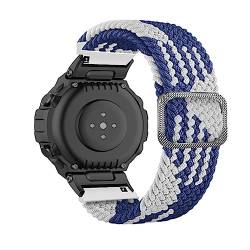 YUYTE 22 Mm Geflochtenes Nylon-Uhrenarmband, Kompatibel mit T Rex, Mehrfarbig, für Herren und Damen, Bequem und Atmungsaktiv (Blau und weiß) von YUYTE