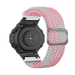 YUYTE 22 Mm Geflochtenes Nylon-Uhrenarmband, Kompatibel mit T Rex, Mehrfarbig, für Herren und Damen, Bequem und Atmungsaktiv (Pink und Weiß) von YUYTE