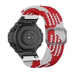 YUYTE 22 Mm Geflochtenes Nylon-Uhrenarmband, Kompatibel mit T Rex, Mehrfarbig, für Herren und Damen, Bequem und Atmungsaktiv (Rot und weiß) von YUYTE