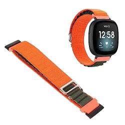 YUYTE Stretch-gewebtes Nylon-Smartwatch-Armband-Ersatzzubehör, für Versa 4 3 Sense 2, Mehrfarbig (Orange und Grün) von YUYTE