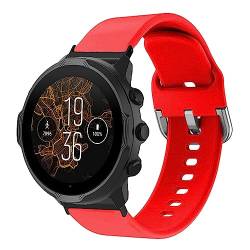 YUYTE Verstellbares Silikon-Uhrenarmband für Suunto7 mit Bequemer und Sportlicher Knopfschnalle, Silikonarmbänder für Männer und Frauen (Rot) von YUYTE