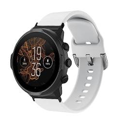 YUYTE Verstellbares Silikon-Uhrenarmband für Suunto7 mit Bequemer und Sportlicher Knopfschnalle, Silikonarmbänder für Männer und Frauen (Weiss) von YUYTE