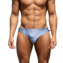 YUZHOU Herren-Bikini, Bademode, niedrige Taille, solider Badeanzug, sexy Badeanzug mit elastischem Kordelzug, Xtal-Himmelblau, M von YUZHOU