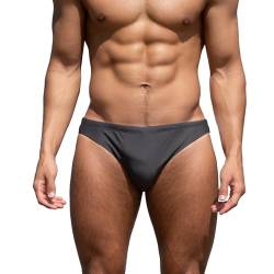 YUZHOU Herren-Bikini, Bademode, niedrige Taille, solider Badeanzug, sexy Badeanzug mit elastischem Kordelzug, grau, XX-Large von YUZHOU