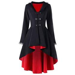 YWBleked Damen Frack Jacke Gothic Gehrock Party Karneval Uniform Mittelalterlich Vintage Steampunk Mantel Frauen Revers Knöpfe Lange Asymmetrisch Saum Outwear Coat von YWBleked