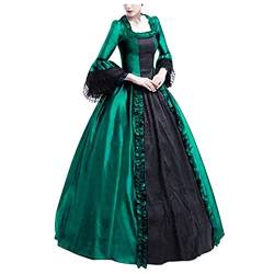 YWBleked Trompetenärmel Gotisch Maxikleid Prinzessin Cosplay Kleid Damen Gothic Kleidung 18. Jahrhundert Trompetenärmel Ballkleid von YWBleked