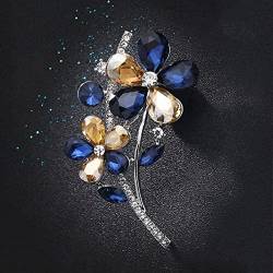Brosche Vintage Brosche Weibliche Pin Einfache Kristall Corsage Pullover Zubehör Strickjacke Schnalle Drache Schmuck (6-Dark Blue, One Size) von YWJewly