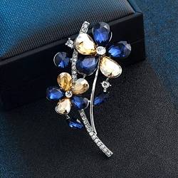 Broschen für Kleidung Brosche Weibliche Pin Einfache Kristall Corsage Pullover Zubehör Strickjacke Schnalle Brosche Haarnadel (F-Dark Blue, One Size) von YWJewly