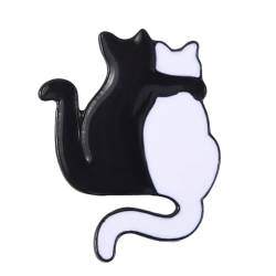 Broschennadel Tier Legierung Schmuck Kreative Cartoon Paar Katze Weiße Katze Form Emaille Abzeichen Zubehör Brosche Rucksack (A, One Size) von YWJewly