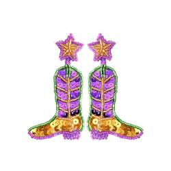 Clean Girl Schmuck Heritage Craft Pailletten-Reisperlen-Ohrringe, handgefertigte hohe Schuhe, Stiefel, lila Karnevalsohrringe Ohrringe Mädchen Ohrstecker (Purple, One Size) von YWJewly