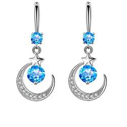 Ohrringe Modern Diamantbesetzte Ohrringe Mond-, der kreative heiße Temperament-Ohrringe verkauft Ohrringe Echte Ohrringe Für (Blue, One Size) von YWJewly