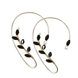 Schmuck Damen Ohrringe Piercing ohne Haken Ohr Perlen Mode Perlenohrringe Handgemachte Ohrringe Ohrringe Mädchen Perlen (Black, One Size) von YWJewly