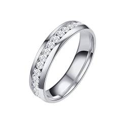 YWJewly Braut Verlobungsringe -Stahl-Angst-Ring für Frauen Größe 6 13 Breite 8 mm Exquisiter Ring Schwarz sandgestrahlte Diamantringe Vorhang Befestigung Ringe (Silver, 10) von YWJewly
